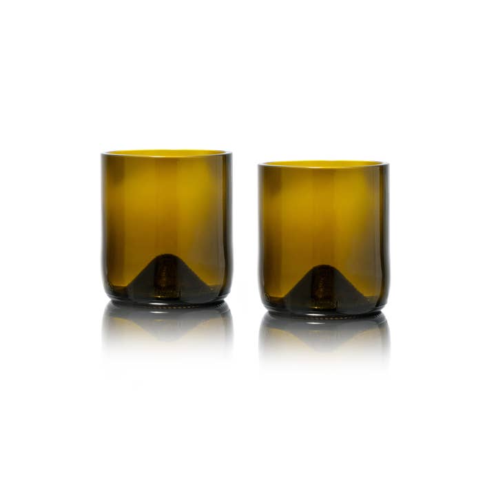 Rebottled - Wholesale Drinking Glass/Cup - Short Tumbler 2-Pack Olive