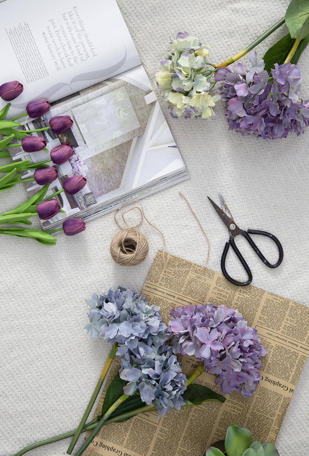 A&B Home Group Inc. - Wholesale Artificial Flowers - Almost Real 14" Hydrangea - Multi-Blue10