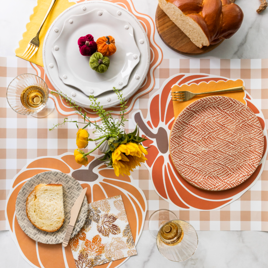 Gatherings by Curated Paperie – wholesale Disposable table cover/runner – Brown Gingham Paper Table Runner1