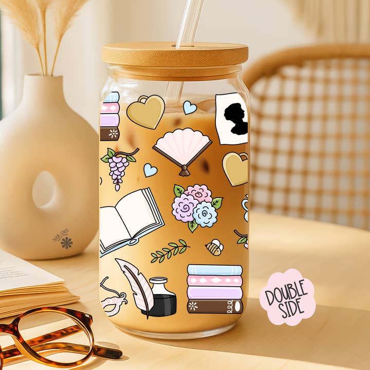 Verre Bridgerton 16 OZ avec couvercle et paille / Tasse littéraire pour la vente par Book Lover Merch Shop