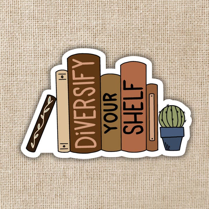 Diversify Your Shelf Sticker, 3-inch for wholesale by Kingdom of Threads