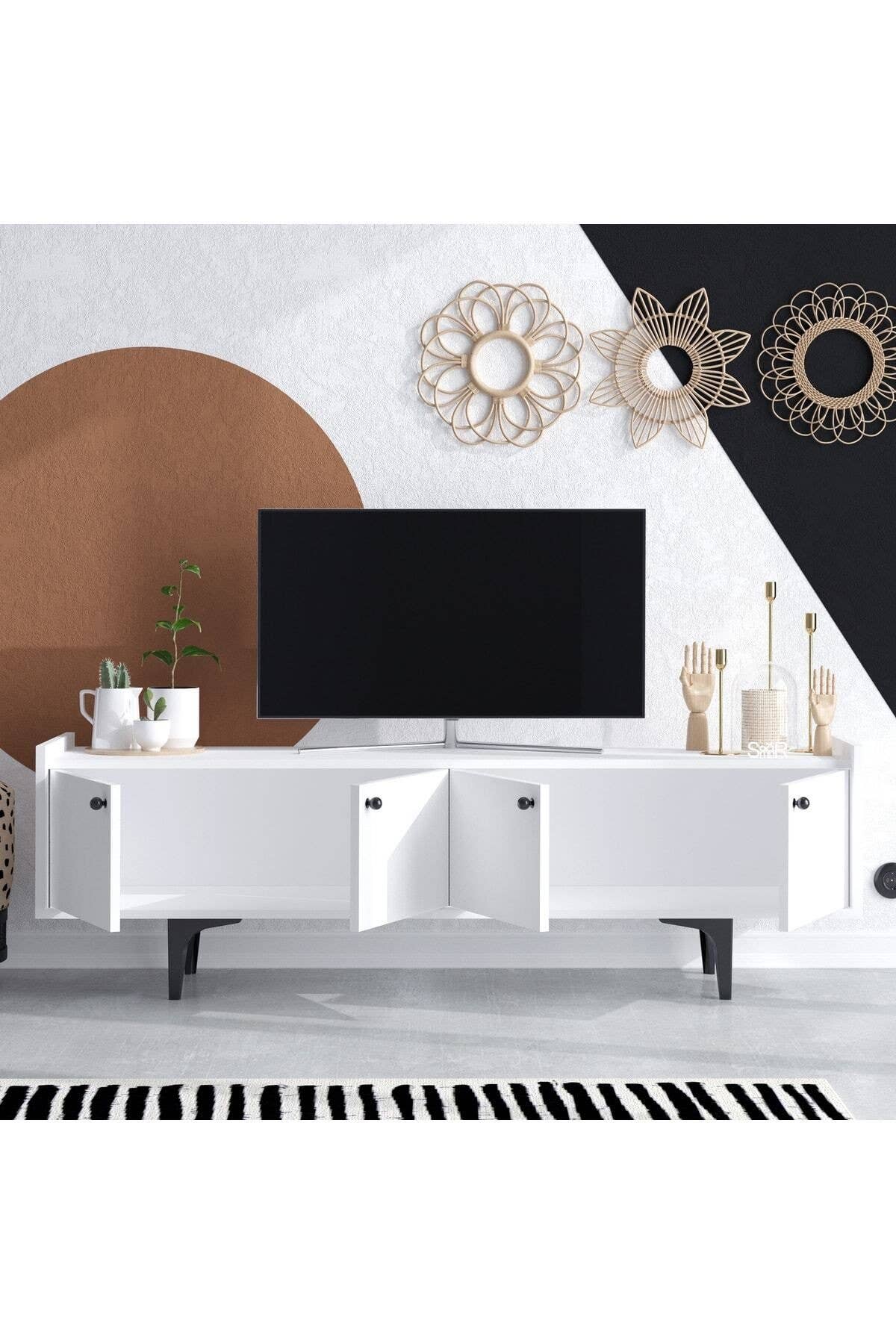 Multi Colored Decormet Atlas TV Stand Dec0043 White for wholesale on Faire4