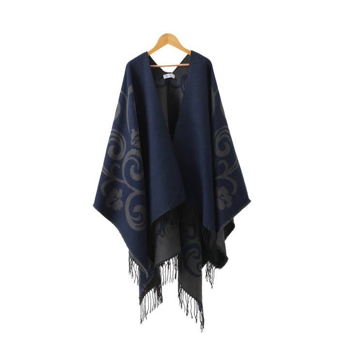 Winter Poncho navy blue for wholesale by Emilie collection