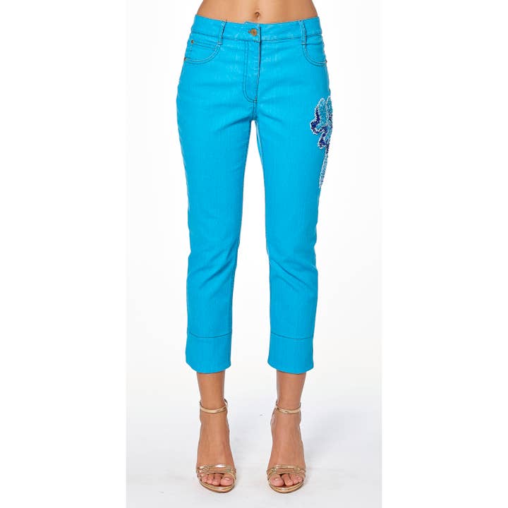 Calça Jeans Azul com Aplicação - The Dasy por atacado de GIORGIO GRATI