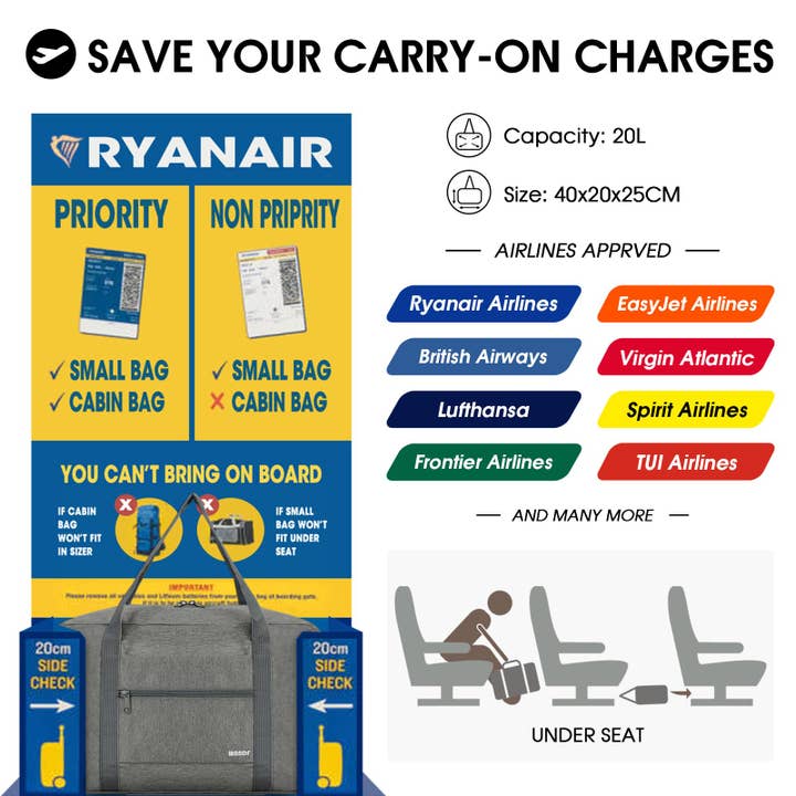 wandf - Wholesale Weekender Bag - Women's - Airplane Personal Item Travel Bag Best Underseat Bag WF112231