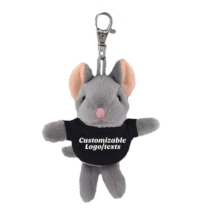 Llavero de Peluche de Ratón de 4″ con Camisetas Personalizables para venta al por mayor de Plushland