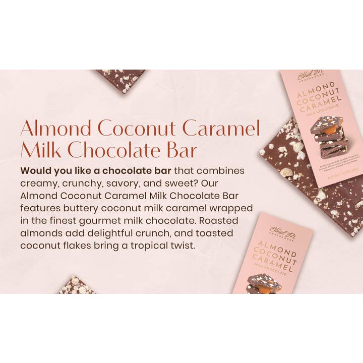 Ethel M Chocolates - Wholesale Chocolate Bar - GOURMET ALMOND COCONUT CARAMEL MILK CHOCOLATE TABLET BAR3