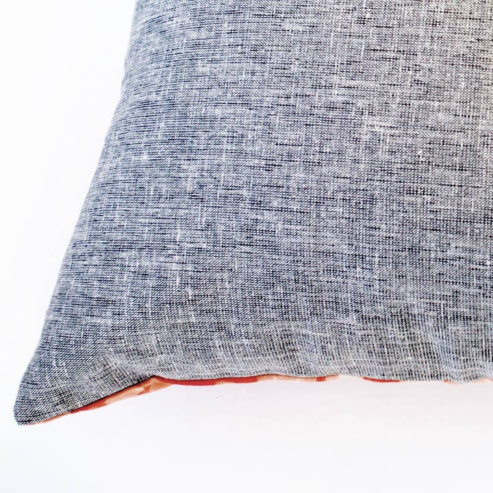 Rustic Loom - Wholesale Lumbar Pillow - Orange Leaf Blockprinted Lumbar Toss Pillow 12 x 242