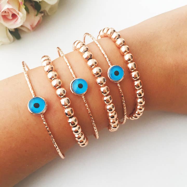 Pulsera brazalete de mal de ojo, pulsera de cuentas ajustable para venta al por mayor de Evileyefavor