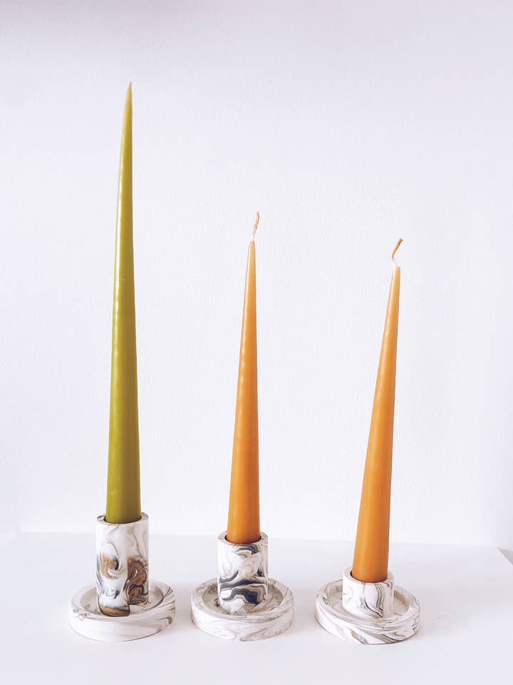 Marbled Dinner Candle Holder- SET OF 3 for wholesale by dottie + olive