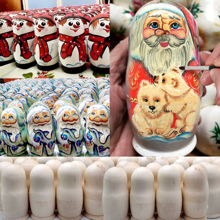Designocracy – wholesale Doll – Kids – Snowman Winter Story Matreshka Nesting Doll Set of 5