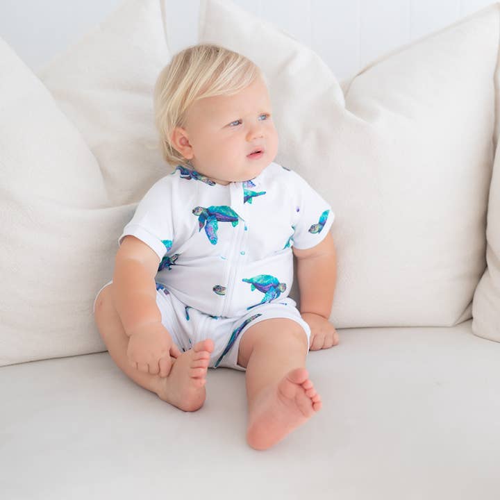 Anchor & Arrow - Wholesale Jumpsuit – Baby - SAMPLE Short Romper - Sea Turtle3