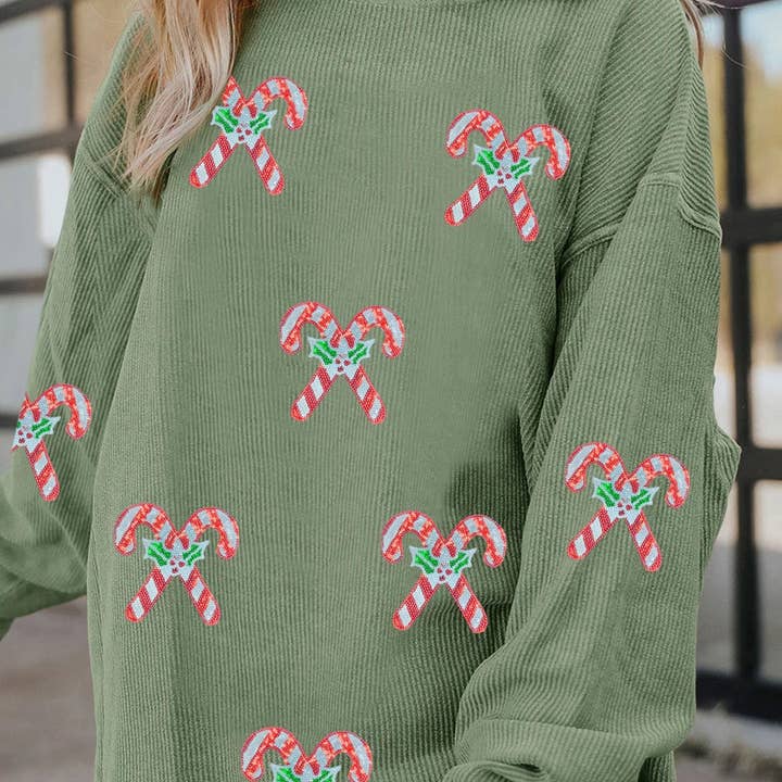 Grass Green Candy Cane Shimmer Patched Corded Baggy Sweatshirt and other Purchase Wholesale green candy canes. Free Returns & Net 60 Terms on Faire trending on Faire.