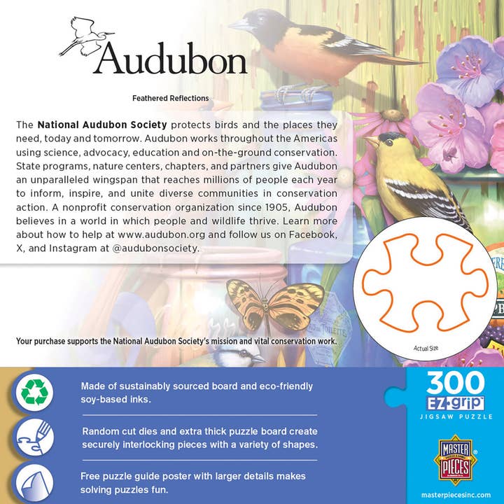 Masterpieces Puzzles - Wholesale Puzzle - Adult - Audubon - Feathered Reflections 300 Piece EZ Grip Puzzle