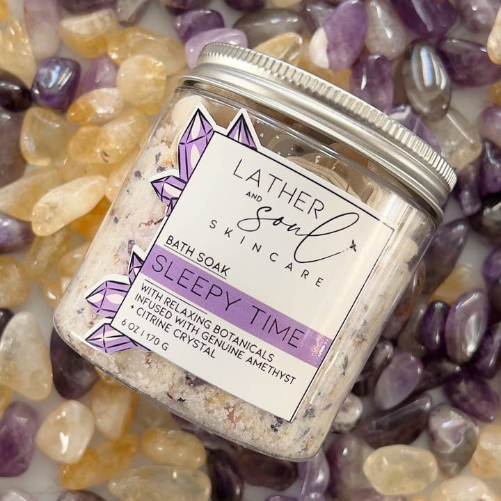 Bain aux herbes - « Sleepy Time » avec cristaux pour la vente par Lather and Soul Skincare