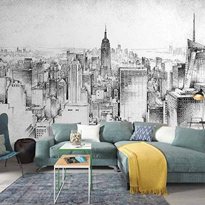 Skyscraper Monochrome City Removable Wallpaper for wholesale by GK Home Decor