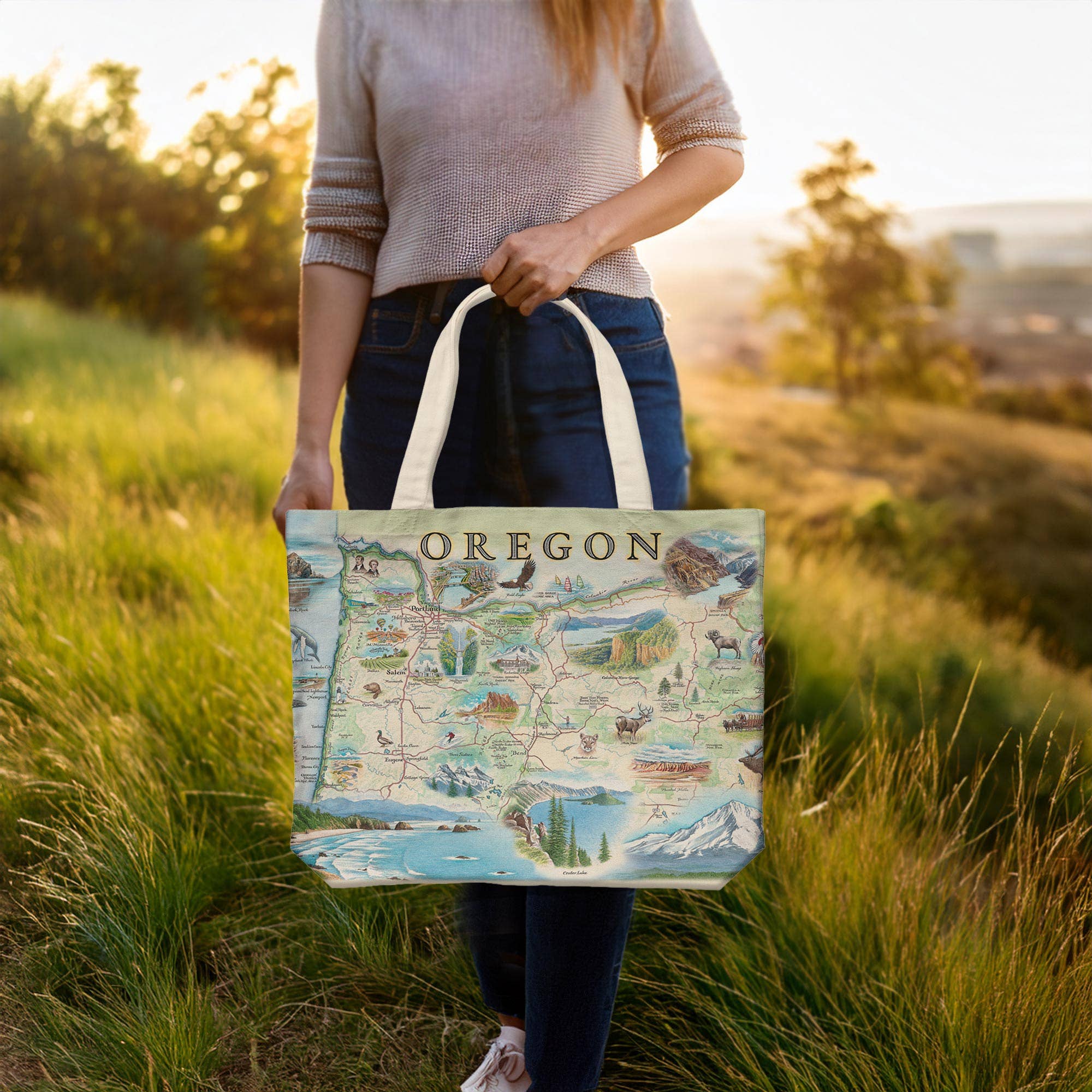 XPLORER MAPS - Wholesale Tote Bag - Unisex - Oregon State Map Canvas Tote Bag – Eco-Friendly & Durable3
