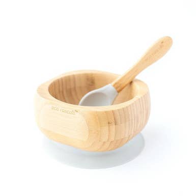 Baby-Schüssel und Löffel Set - Grau für den Großhandel von Our Green House