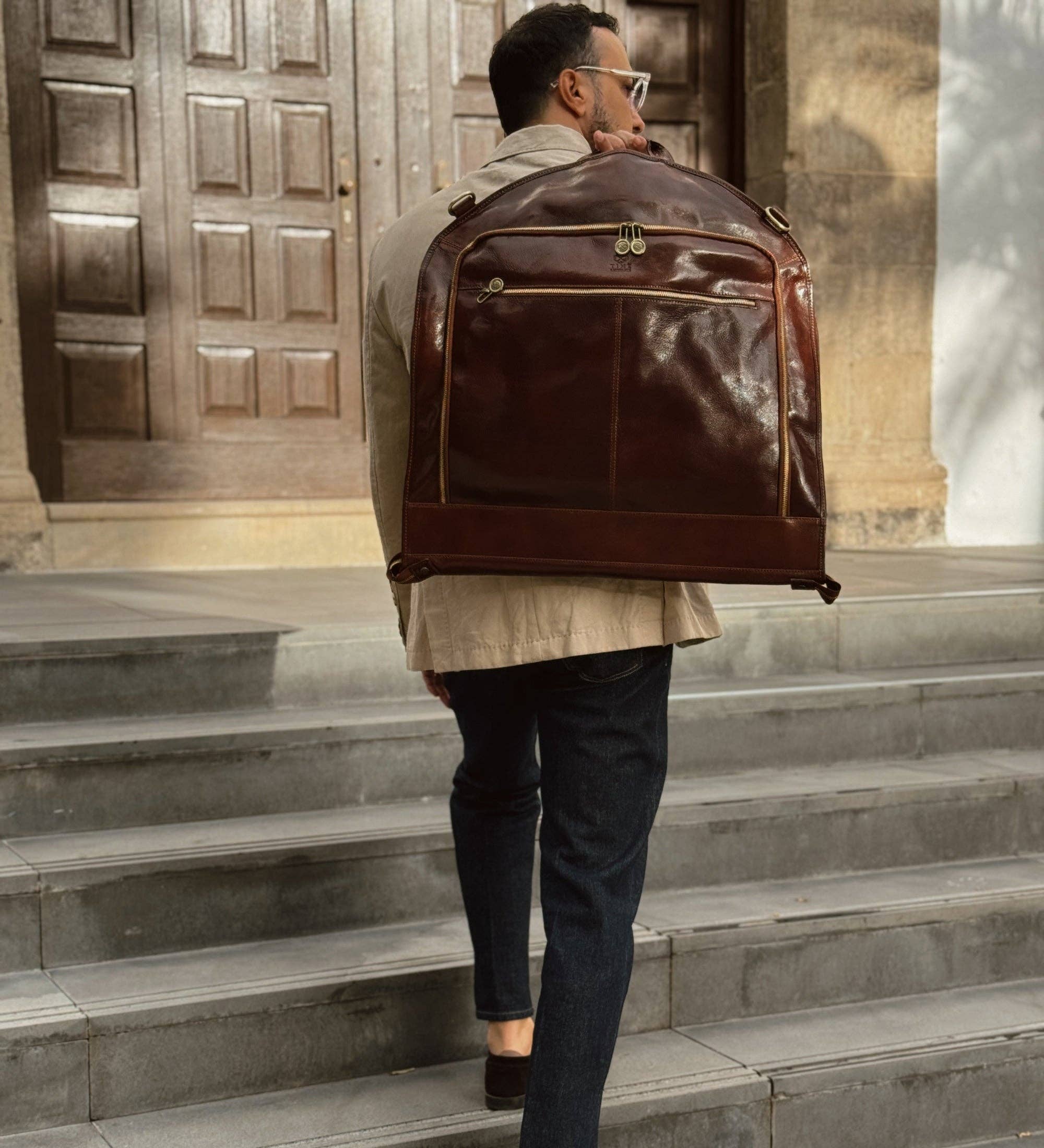 Time Resistance - Wholesale Garment Bag - Unisex - Leather Garment Bag - Travels with Charley4