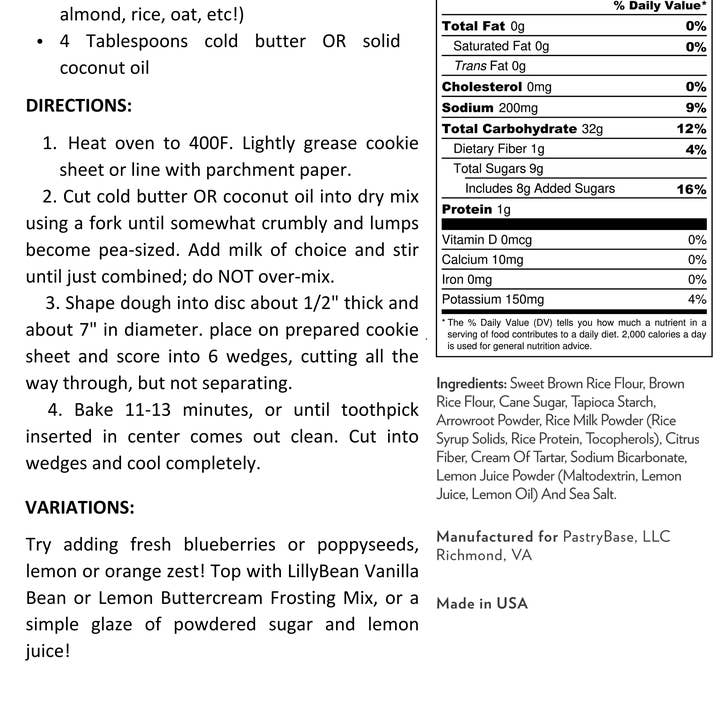LillyBean Baking - Wholesale Bread Mix - Lemon Scone Mix