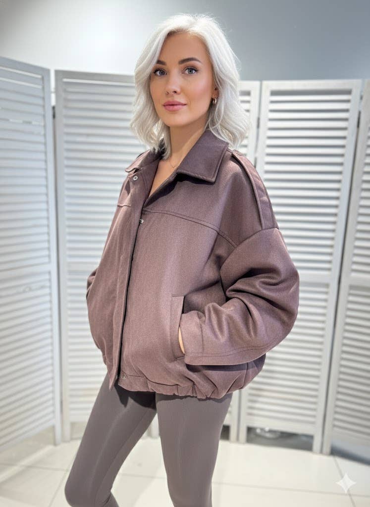 Brown Elegant Oversized Women's Blazer for wholesale on Faire1