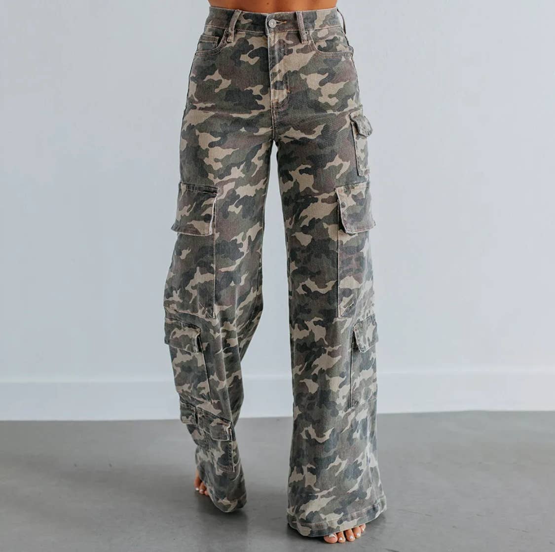 Serenity Collective - Wholesale Jeans - Women's - Camouflage Straight Leg Jeans1