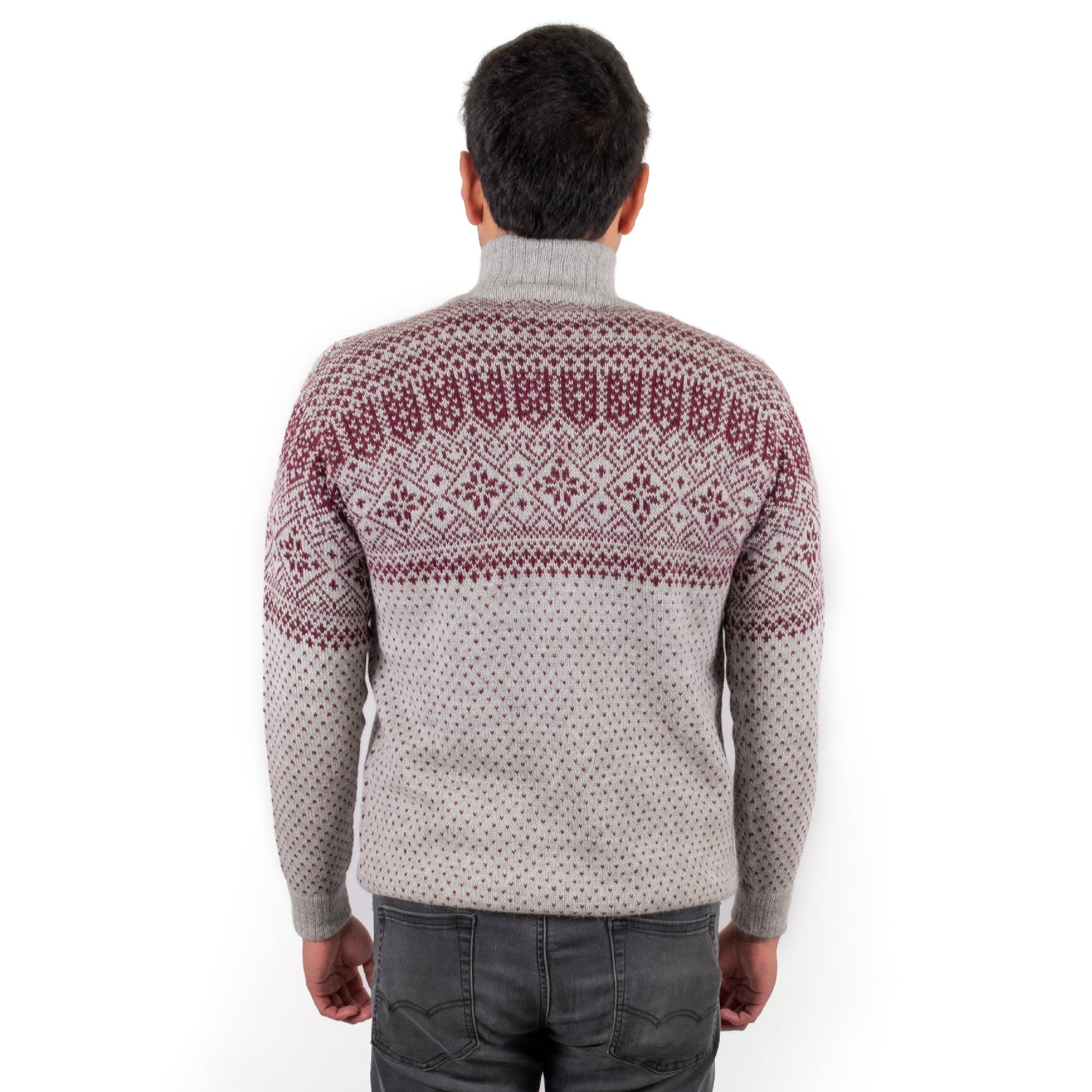 L.A.M Bolivia - Wholesale Gebreide trui - Heren - 100% Alpaca trui La Paz met halve rits en opstaande kraag11