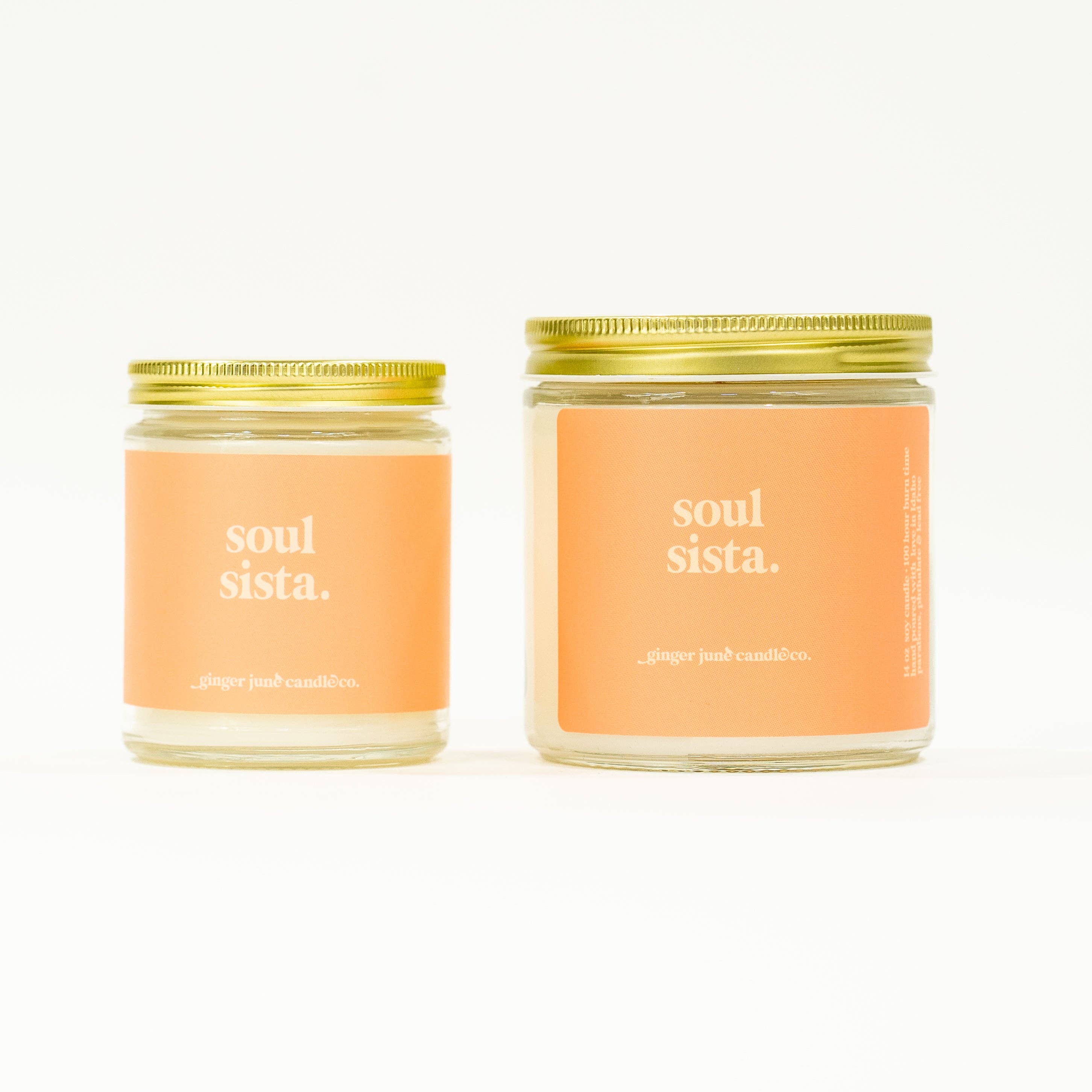 Ginger June Candle Co. - Wholesale Jar/Filled Candle - soul sista • soy candle • 2 sizes, 2 colors to choose from1