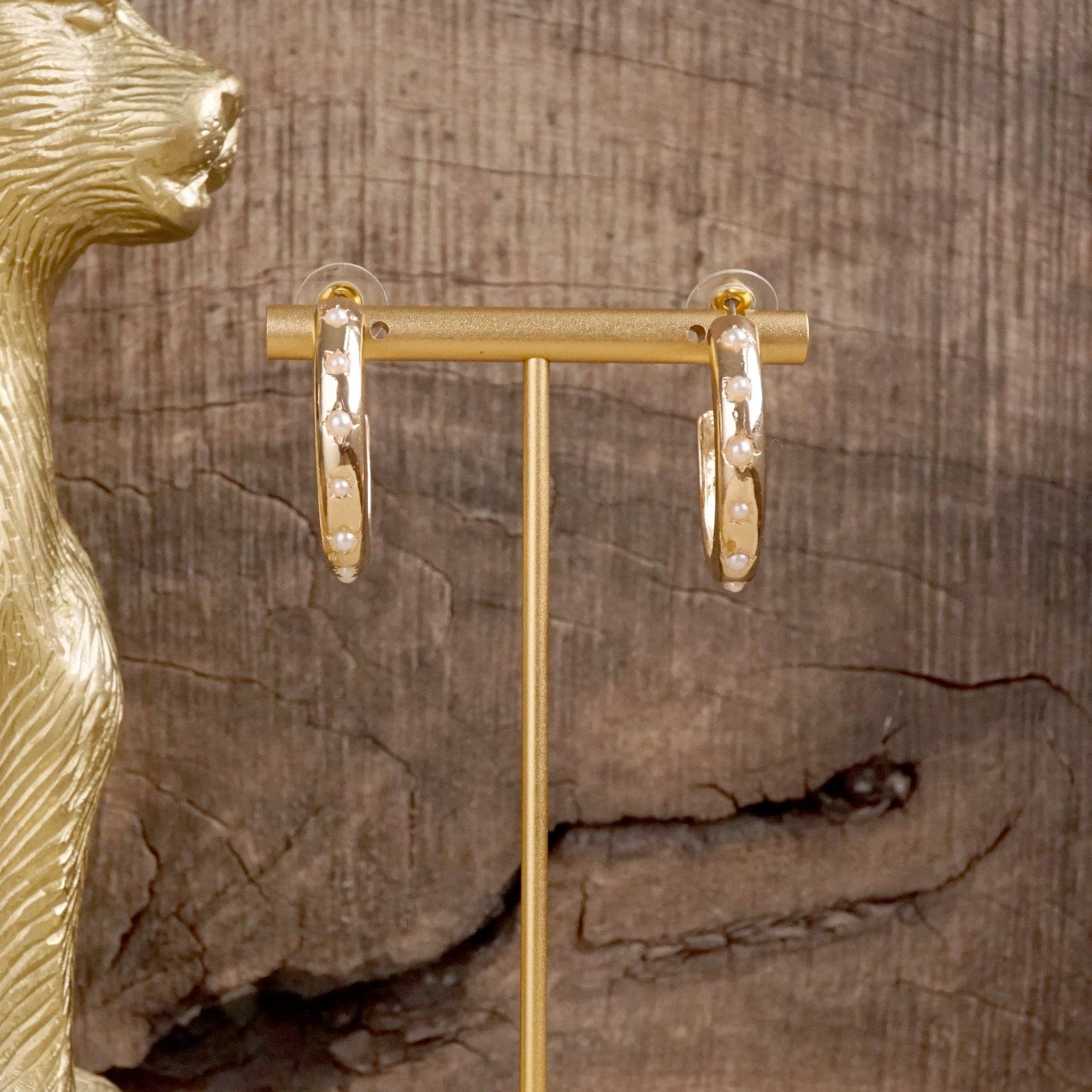 PennyLine inc - Wholesale Hoop Earrings - Classic Bubble Hoops – Gold with Crystal, Pearl, or Turquoise7