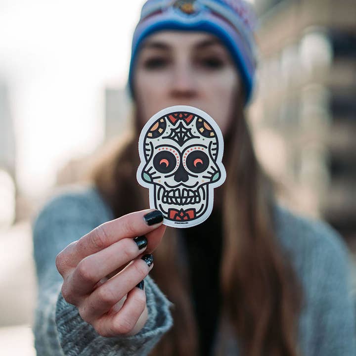 Sticker Crâne du Jour des Morts pour la vente par Atomicchild