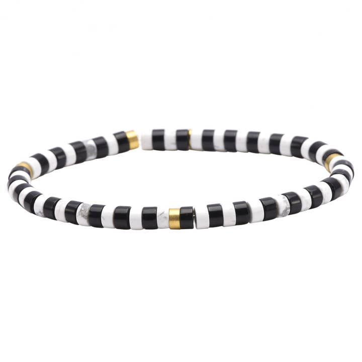 Heishi-Perlenarmband 4mm schwarze Achat weiße Türkis für den Großhandel von SIXTY STONES