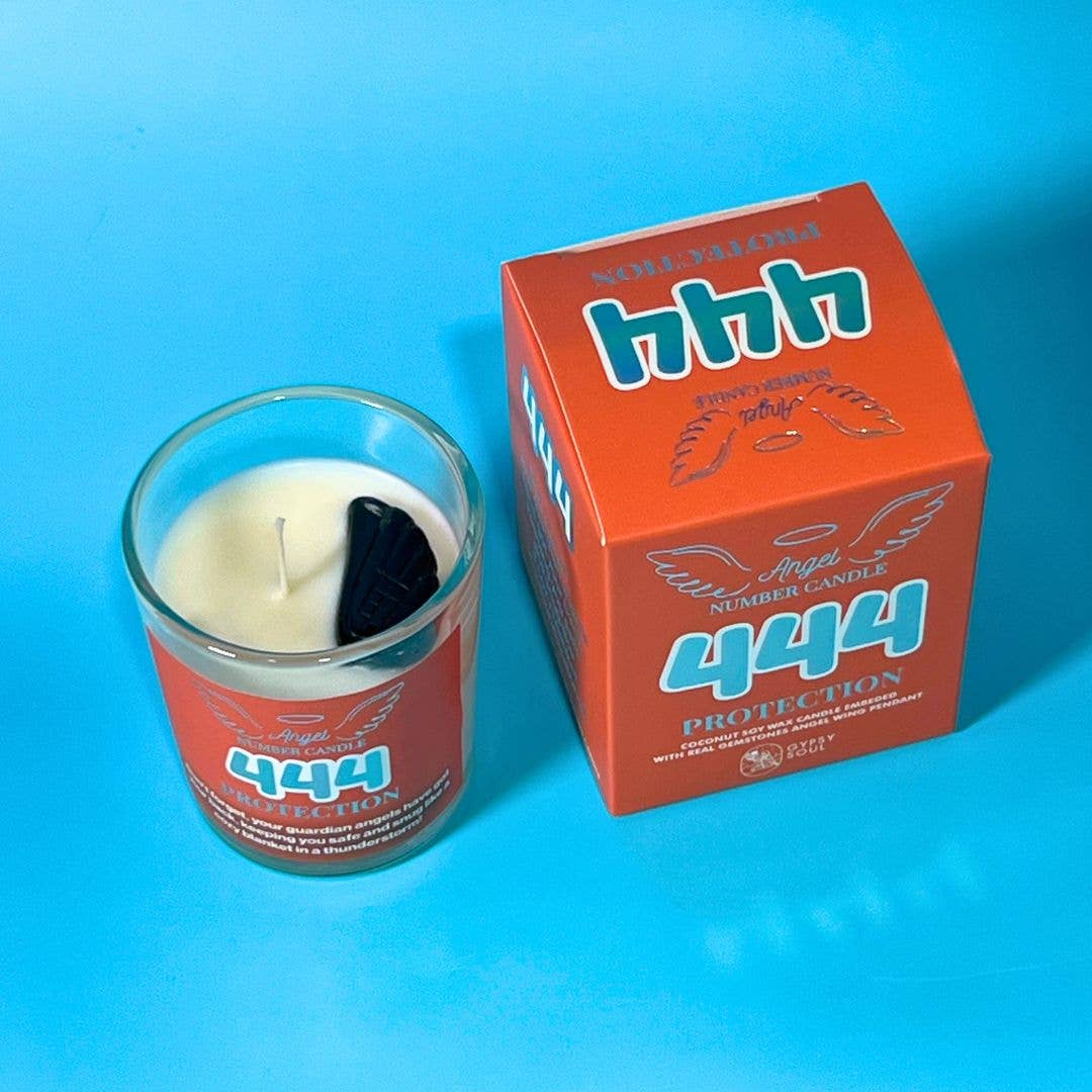 Gypsy Soul - Vente Bougie en bocal - Bougie Lotion Numéro d'Ange avec Pendentif Ange Pierre Précieuse Aile12