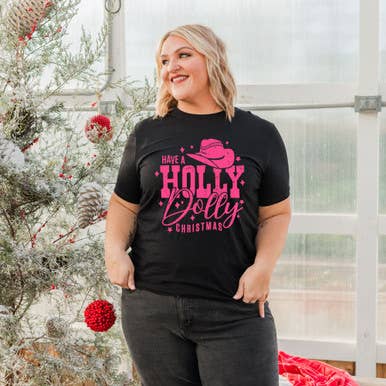 Have A Holly Dolly Christmas PINK DTF Transfer for wholesale by Trendy Transfers
