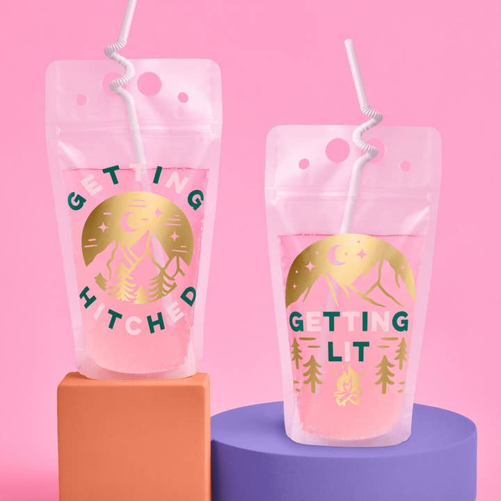 xo, Fetti - Wholesale Disposable Cup - Camp Bride Drink Pouches, Bachelorette Party, Bridal Shower