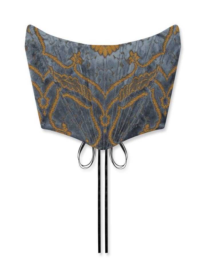 CORSET - VENETIAN BROCADE - INSIGNIA BLUE for wholesale by Angie Power