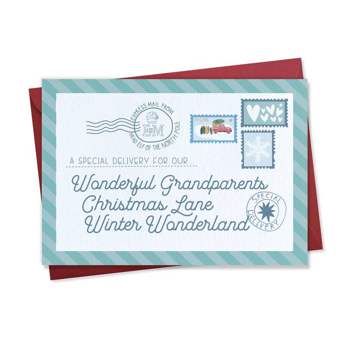 Two For Joy Illustration - Wholesale Christmas Card - Wonderful Grandparents - Christmas Postcard Greeting Card1