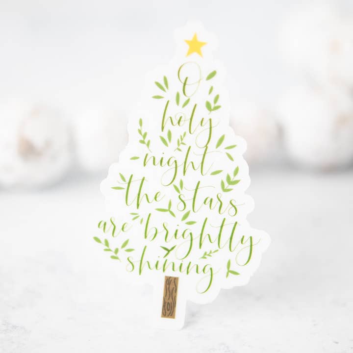 O Holy Night Weihnachtsbaum klar, Vinyl-Aufkleber 3x3 in. für den Großhandel von Savannah and James Co