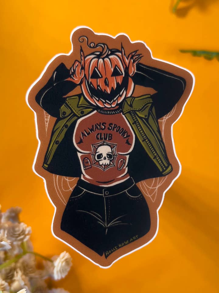 Pumpkin Girl Halloween Sticker for wholesale by Holli Rose Art