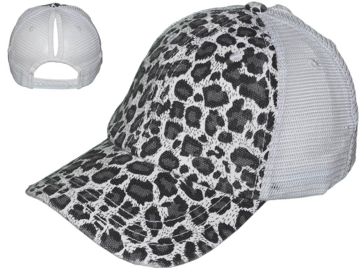 Buck Wholesale - Vendita all'ingrosso Cappello per coda di cavallo - Donna - Cappelli da camionista leopardati a coda di cavallo - Morbidi non strutturati, vintage10