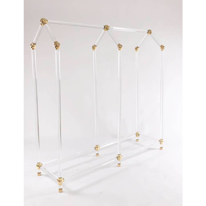 LuxHoldups - Wholesale Coat Rack - Lucite and Brass Clothing Rack for Retail and Storage