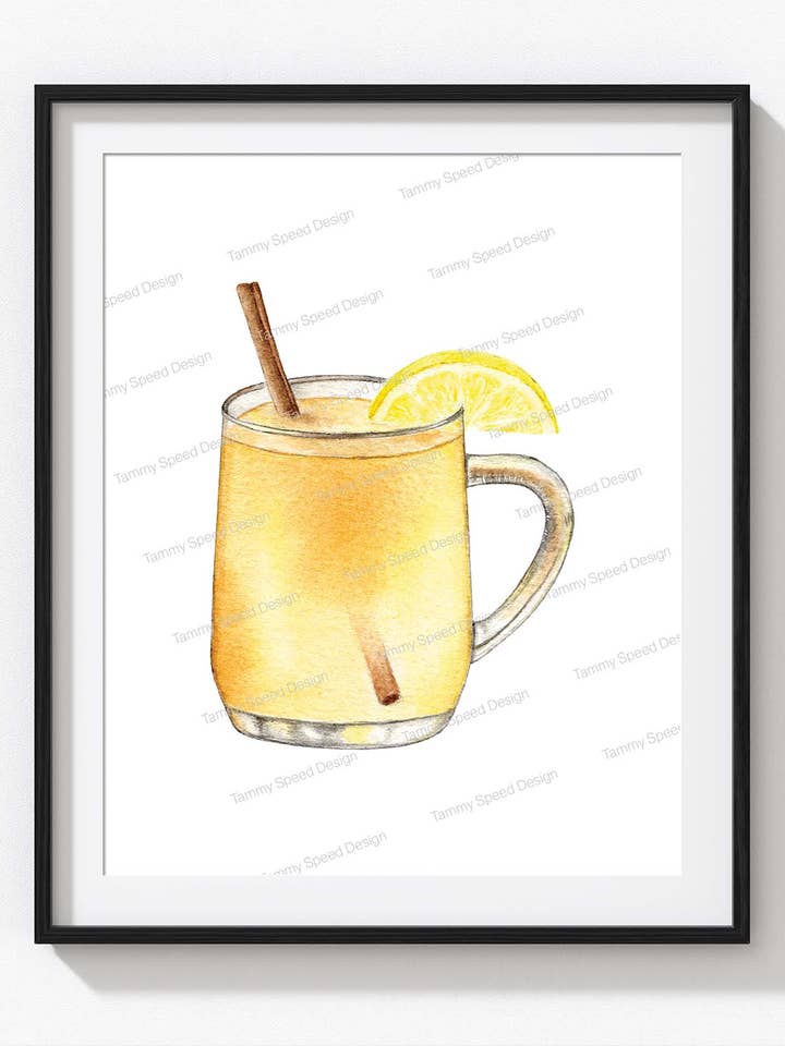 Hot Toddy Art Print, Watercolor Cocktail Print for wholesale by Tammy Speed Design