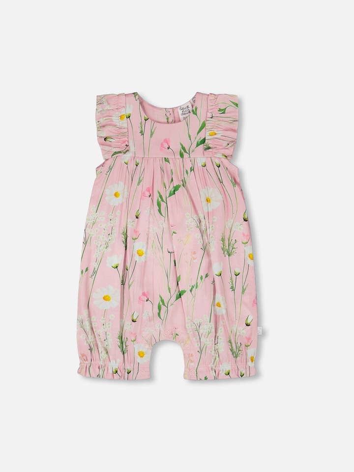 Viscose Romper Roze Gedrukte Bloemen voor wholesale door Deux par Deux