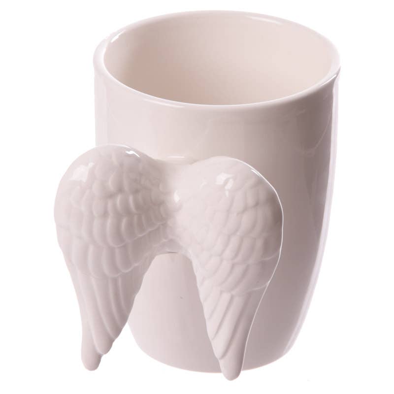 Puckator Ltd - Wholesale Koffiemok - White Angel Wings Mok met keramische handgreep1