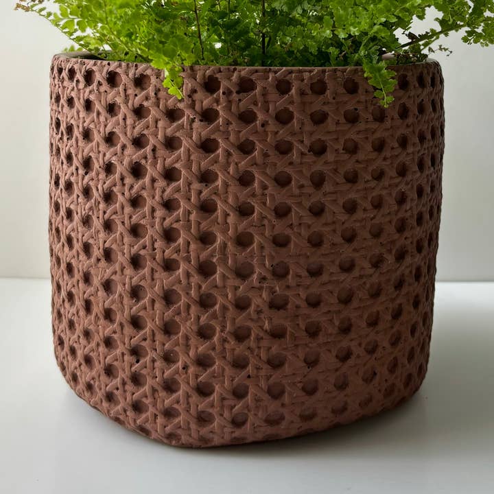 7" Basket Concrete Planter Pot for wholesale by Fancy Concrete
