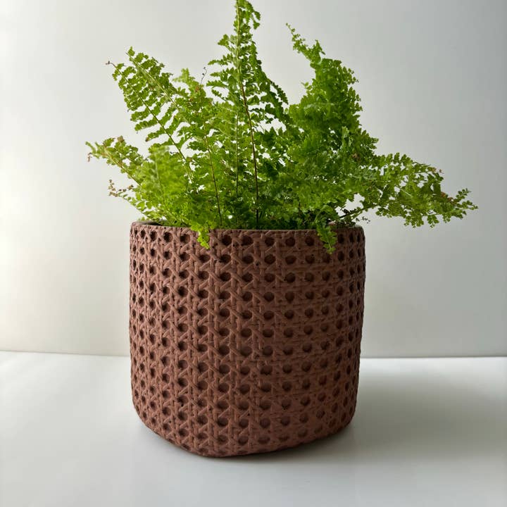 7" Basket Concrete Planter Pot for wholesale by Fancy Concrete