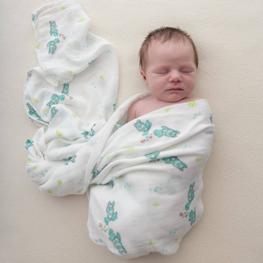 Coco Moon - Wholesale Swaddle - Baby - Honu Honi Muslin Swaddle Blanket1
