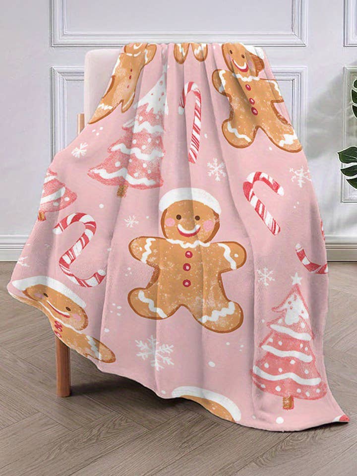 Couverture en peluche imprimée arbre de Noël canne en sucre LDC pour la vente par Little Daisy Closet