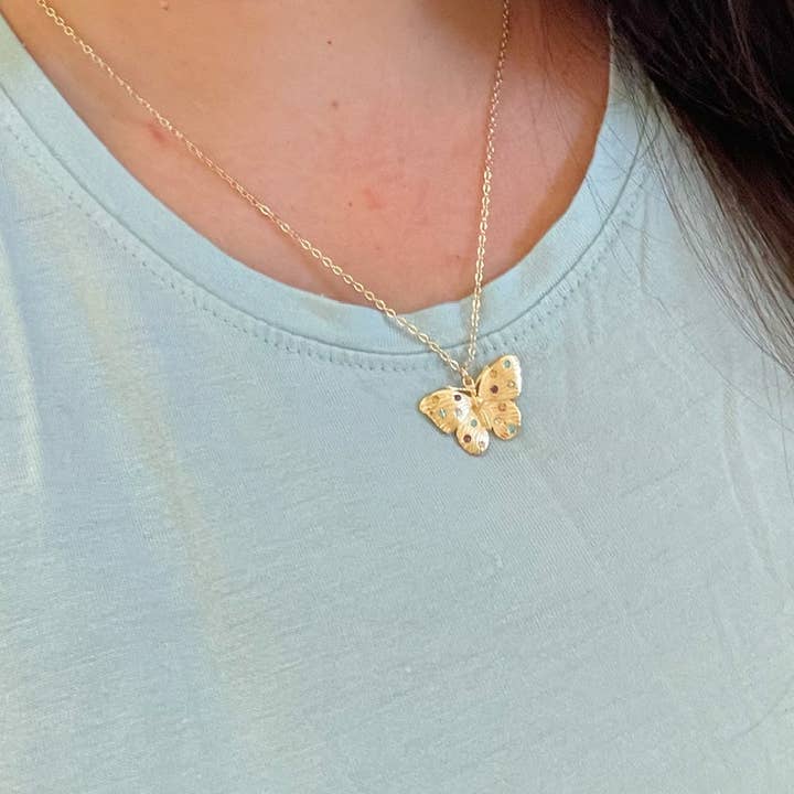 Laalee Jewelry – wholesale Pendant/charm necklace – Gold Layering Necklace, Dainty Minimalist Jewelry, Butterfly