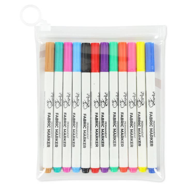 Permanent Fabric Markers - 12 colors in 1 set for wholesale by Madam Sew