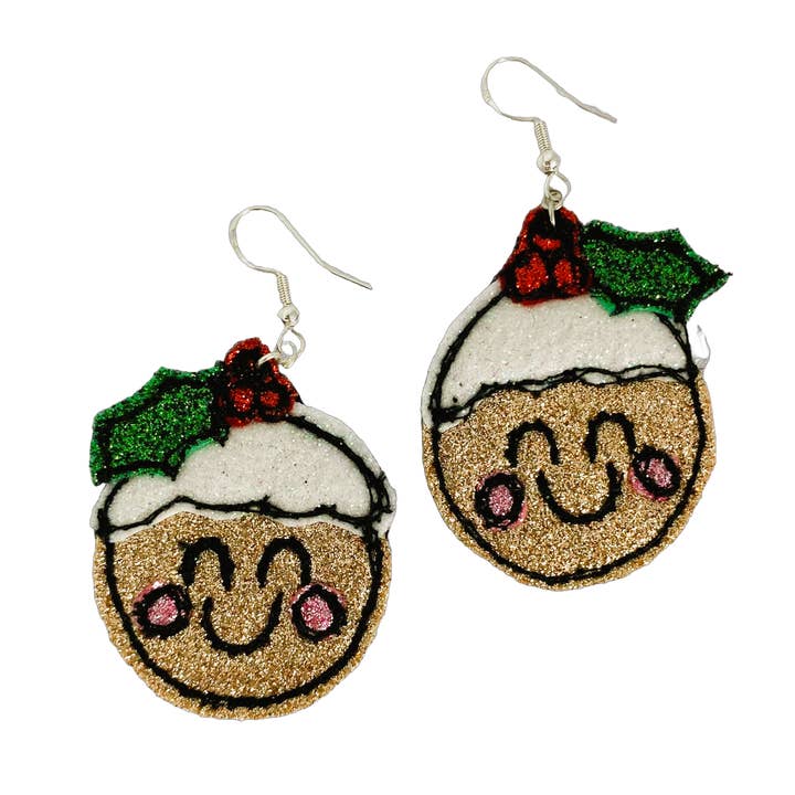 Boucles d'oreilles Pudding de Noël pour la vente par Bumblebee Design Treasures